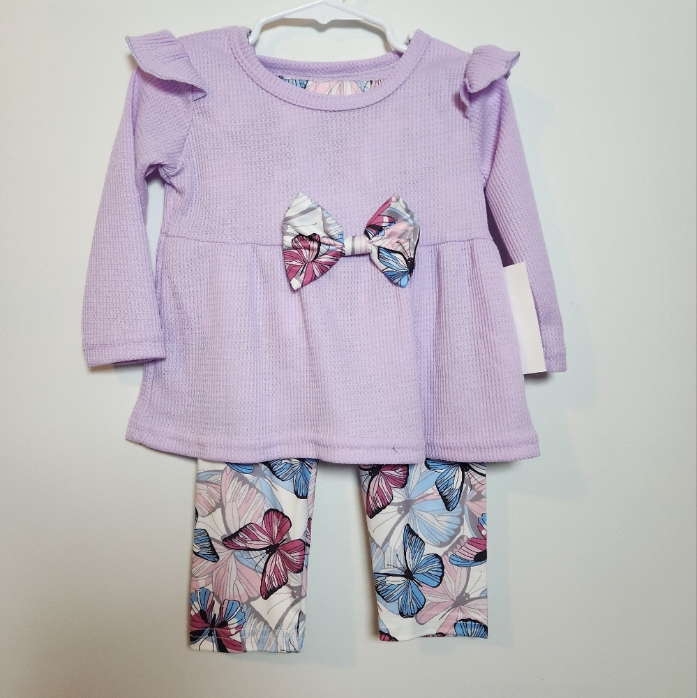 NWOT! 12-18m Lavender BUTTERFLY 2pc Pants Set Outfit